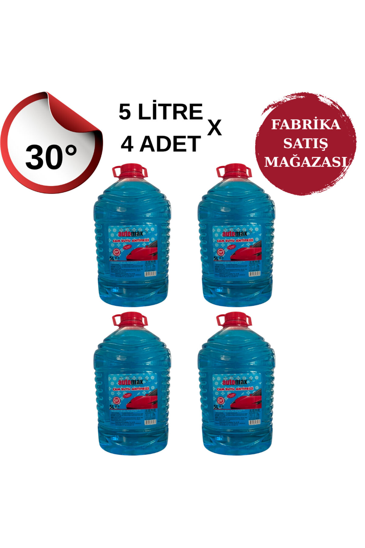 Kışlık Antifrizli Oto Cam Suyu 5 Litre 4'lü Koli -21°C - Buz Çözücü Net Görüş