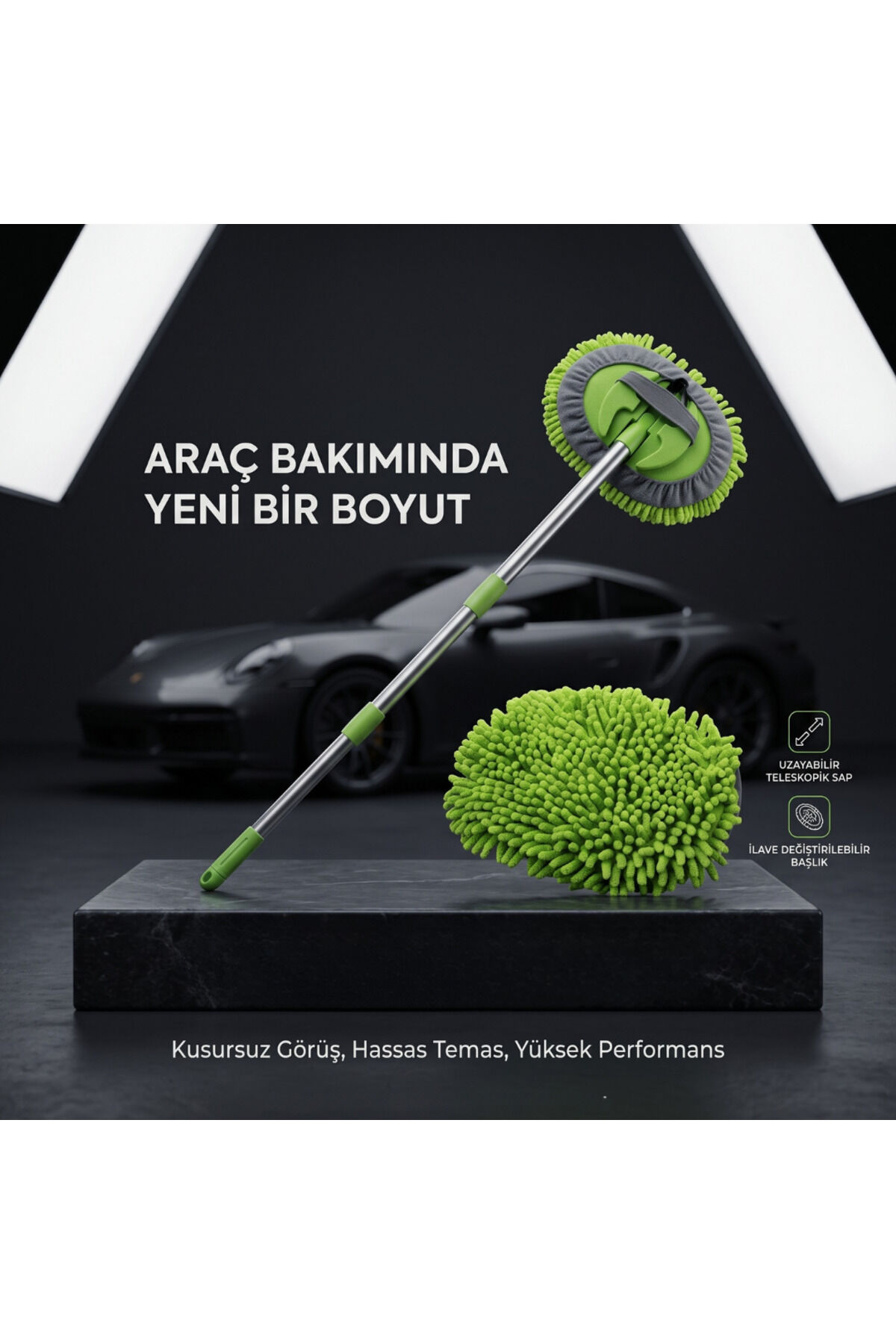 Premium Mikrofiber Araç Yıkama Mopu - Çizmez Hassas Yüzey Fırçası