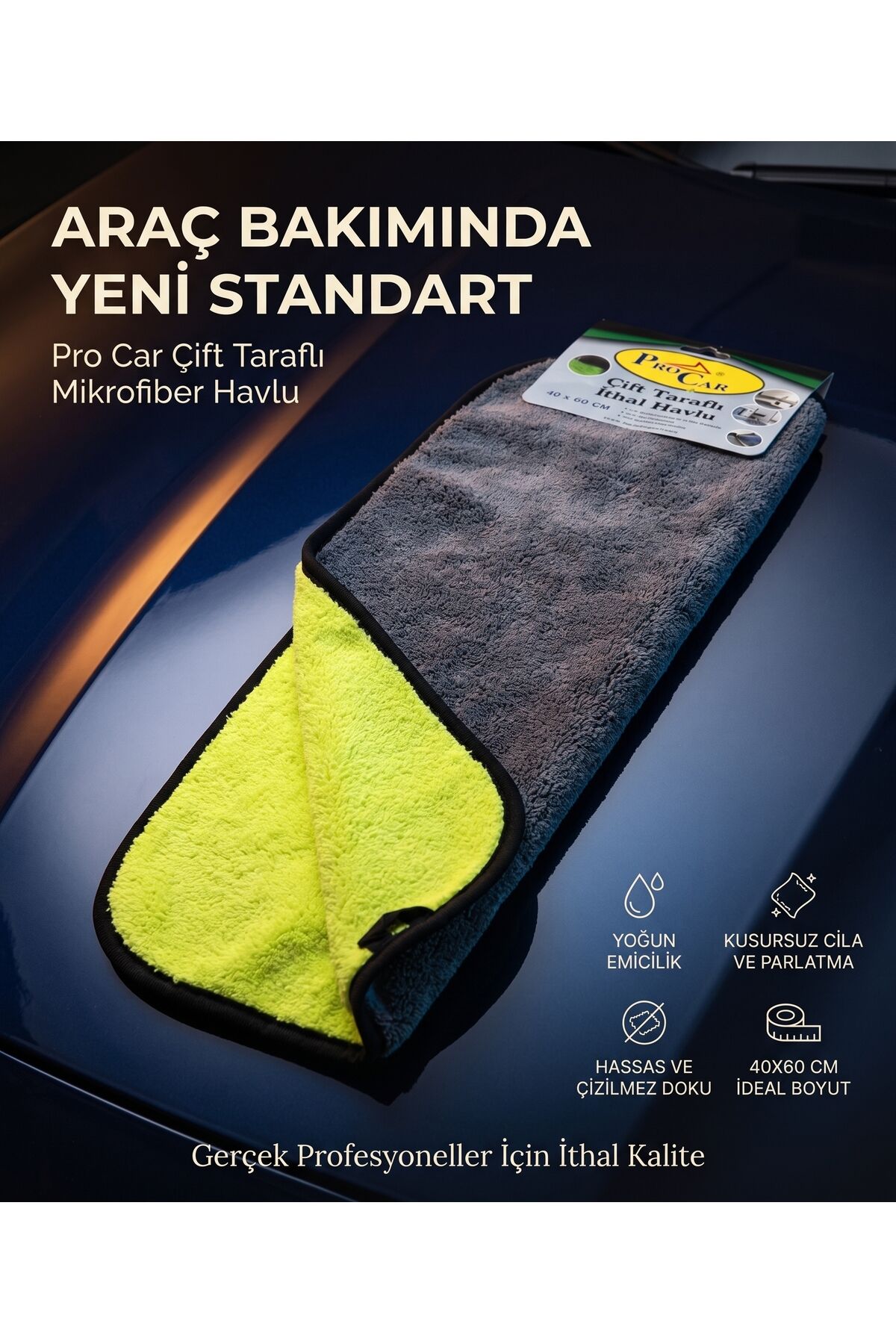 Çift Taraflı İthal Havlu 40x60 cm - Çizmez, İz Bırakmaz Süper Emici Kurulama Bezi